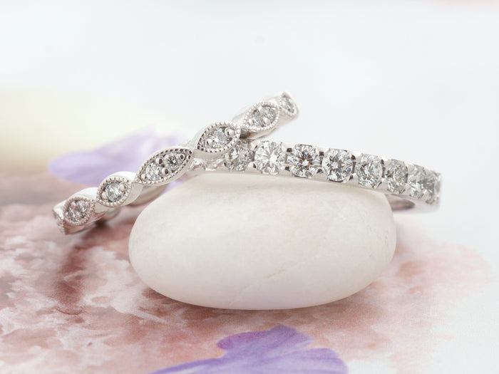 Marquise Vintage Wedding Rings