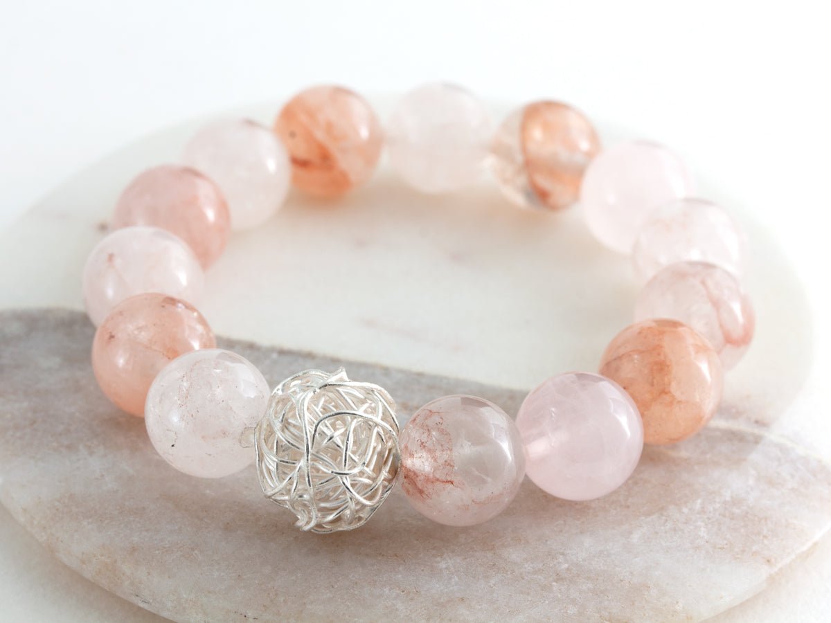 Strawberry Quartz Silver Knot Bracelet - Pamela Lauz Jewellery