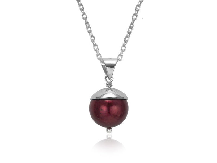 Acorn Wine Pearl Pendant Necklace - Pamela Lauz Jewellery