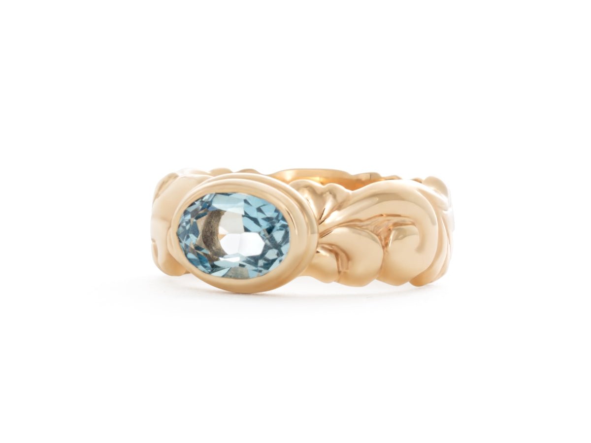 Aquamarine Yellow Gold Ring - Pamela Lauz Jewellery