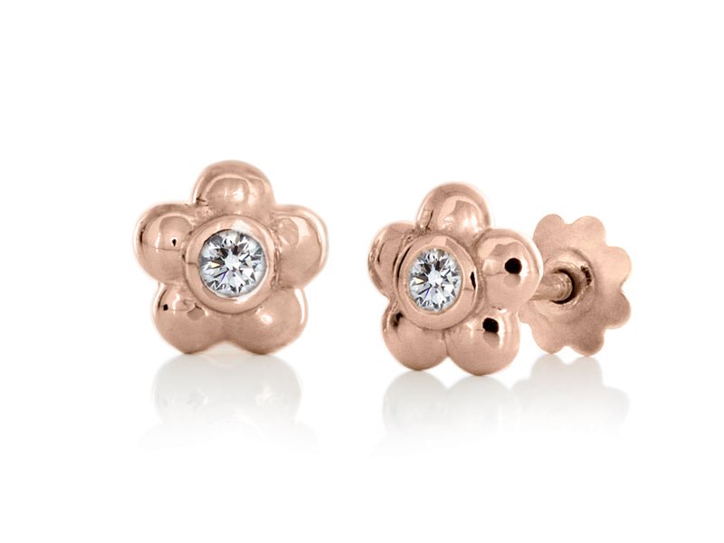 Blossom Dainty Diamond and Gold Stud Earrings - Pamela Lauz Jewellery