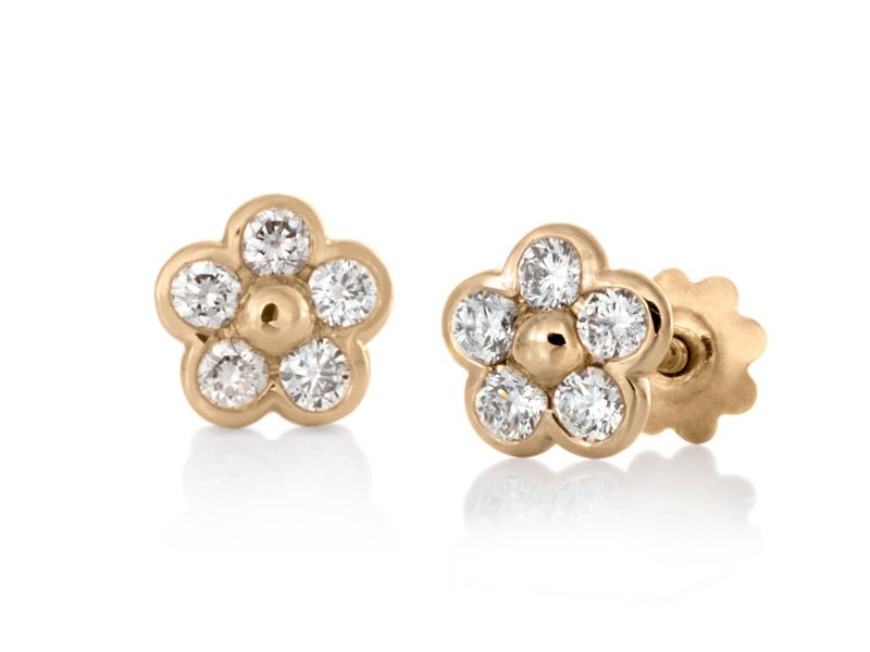 Blossom Dainty Diamond Petals Gold Stud Earrings - Pamela Lauz Jewellery
