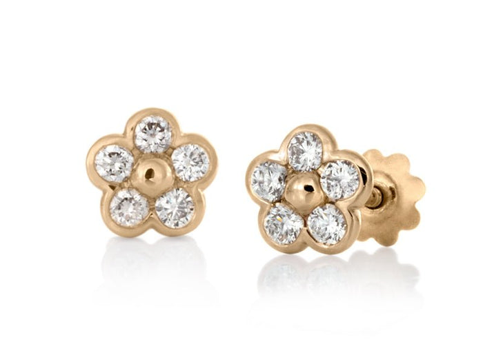 Blossom Dainty Diamond Petals Gold Stud Earrings - Pamela Lauz Jewellery