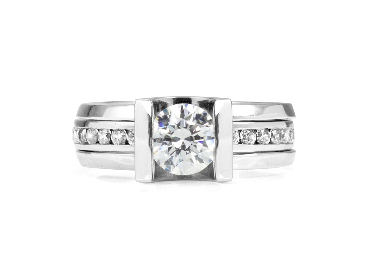 Crescent Interlocking Diamond Wedding Rings - Pamela Lauz Jewellery