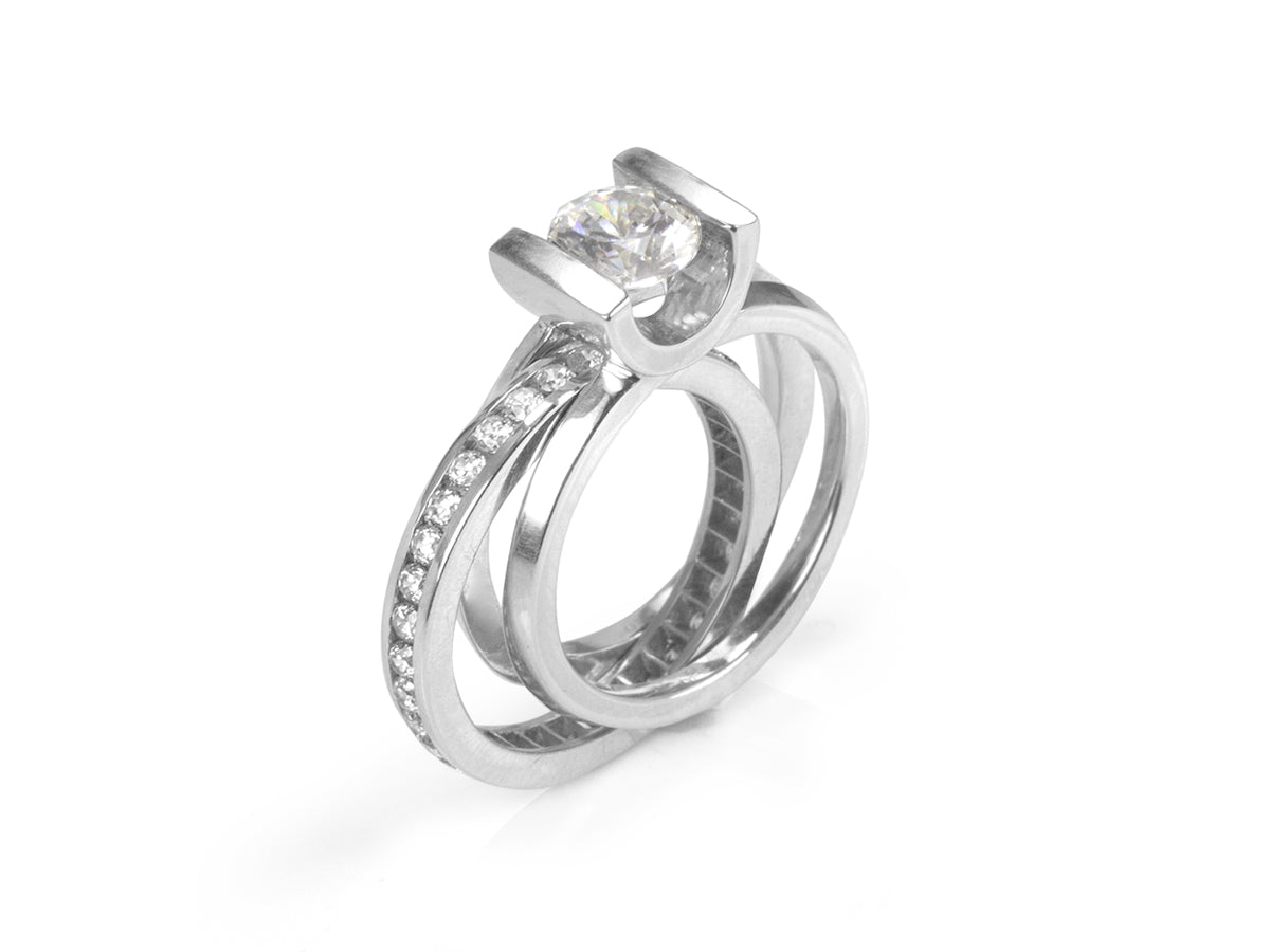 Crescent Interlocking Diamond Wedding Rings - Pamela Lauz Jewellery