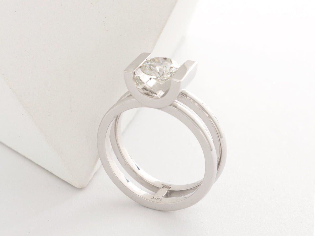 Crescent Interlocking Diamond Wedding Rings - Pamela Lauz Jewellery