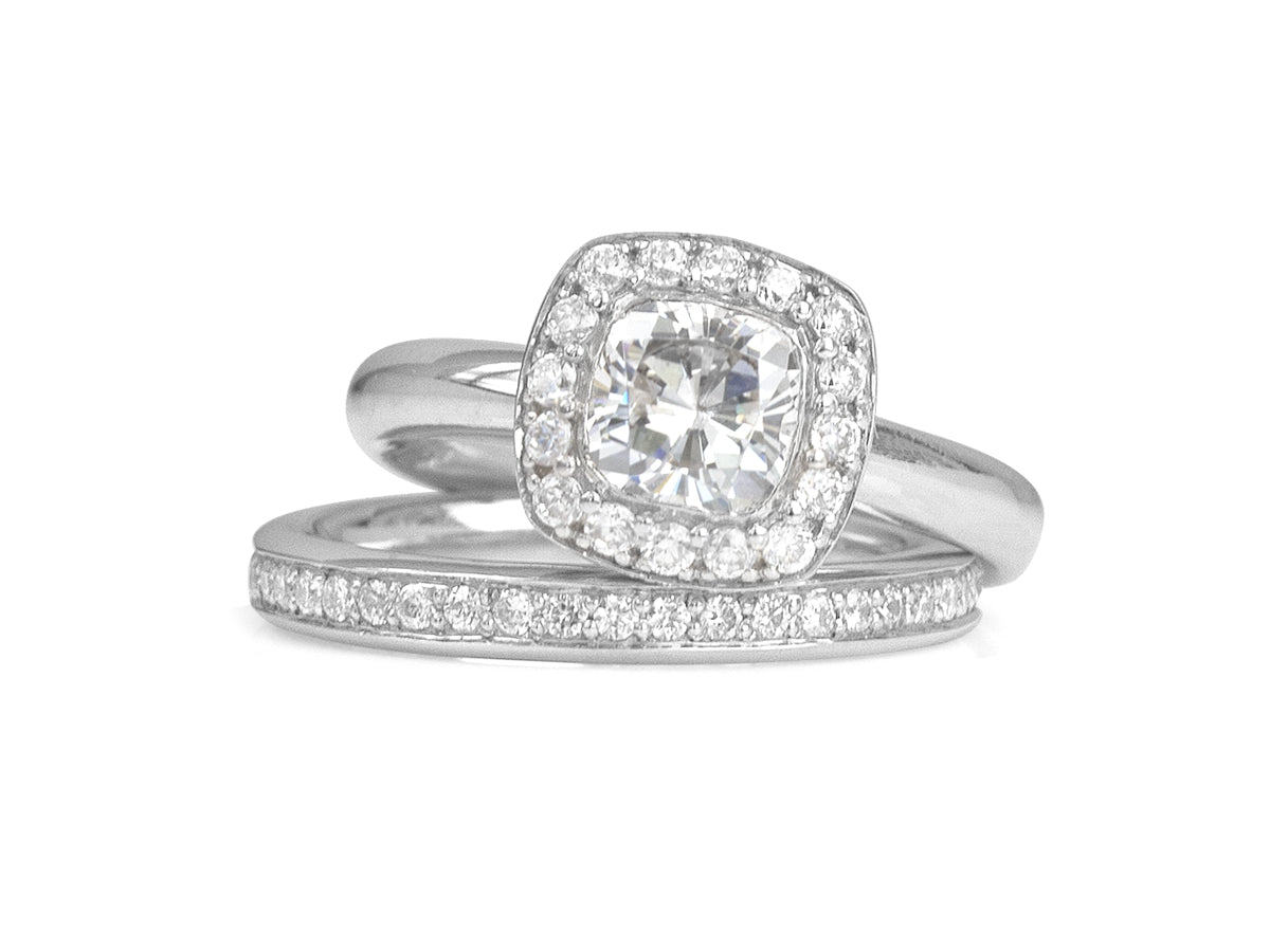 Dolci Cushion Halo Rings - Pamela Lauz Jewellery