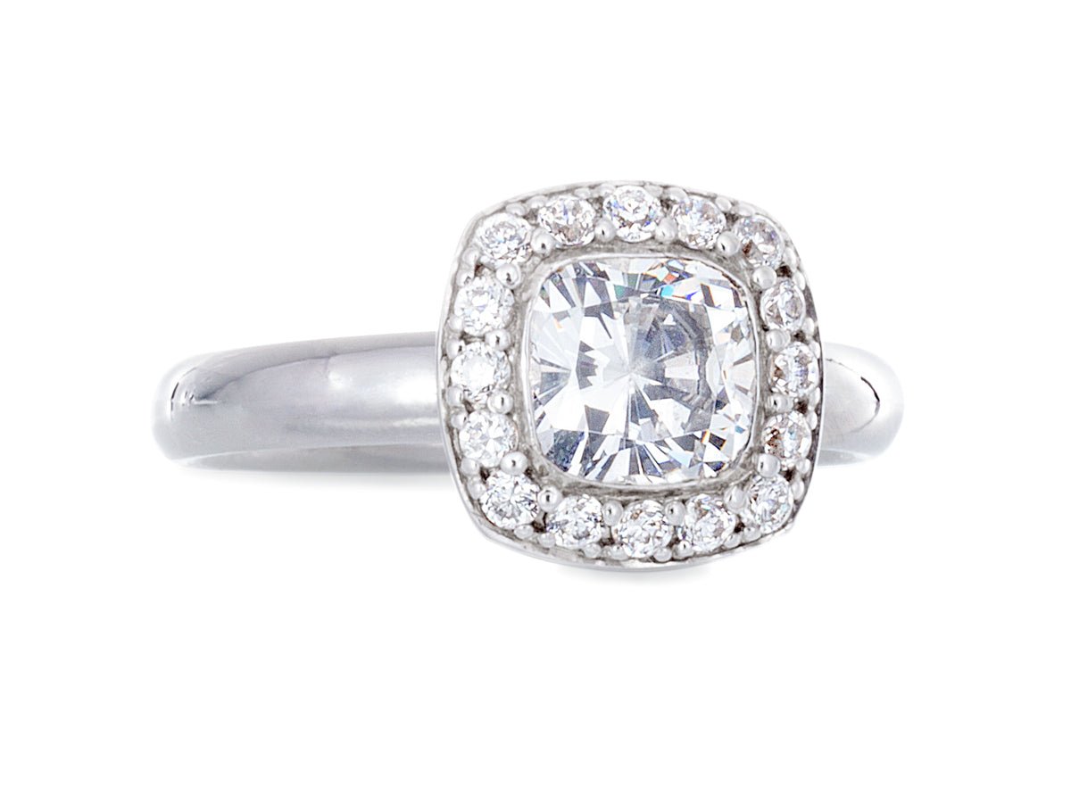 Dolci Cushion Halo Rings - Pamela Lauz Jewellery