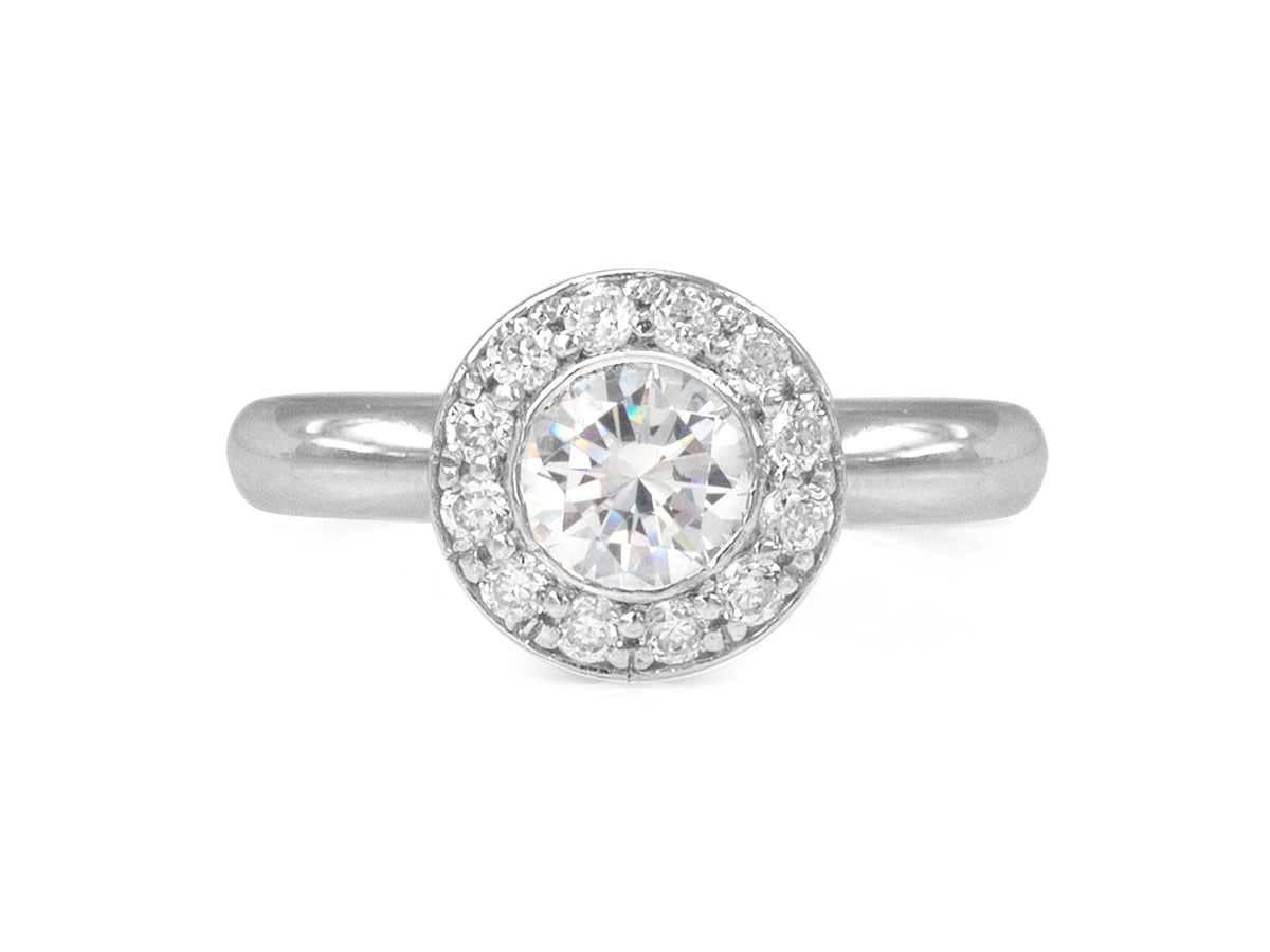 Dolci Round Halo Diamond Rings - Pamela Lauz Jewellery