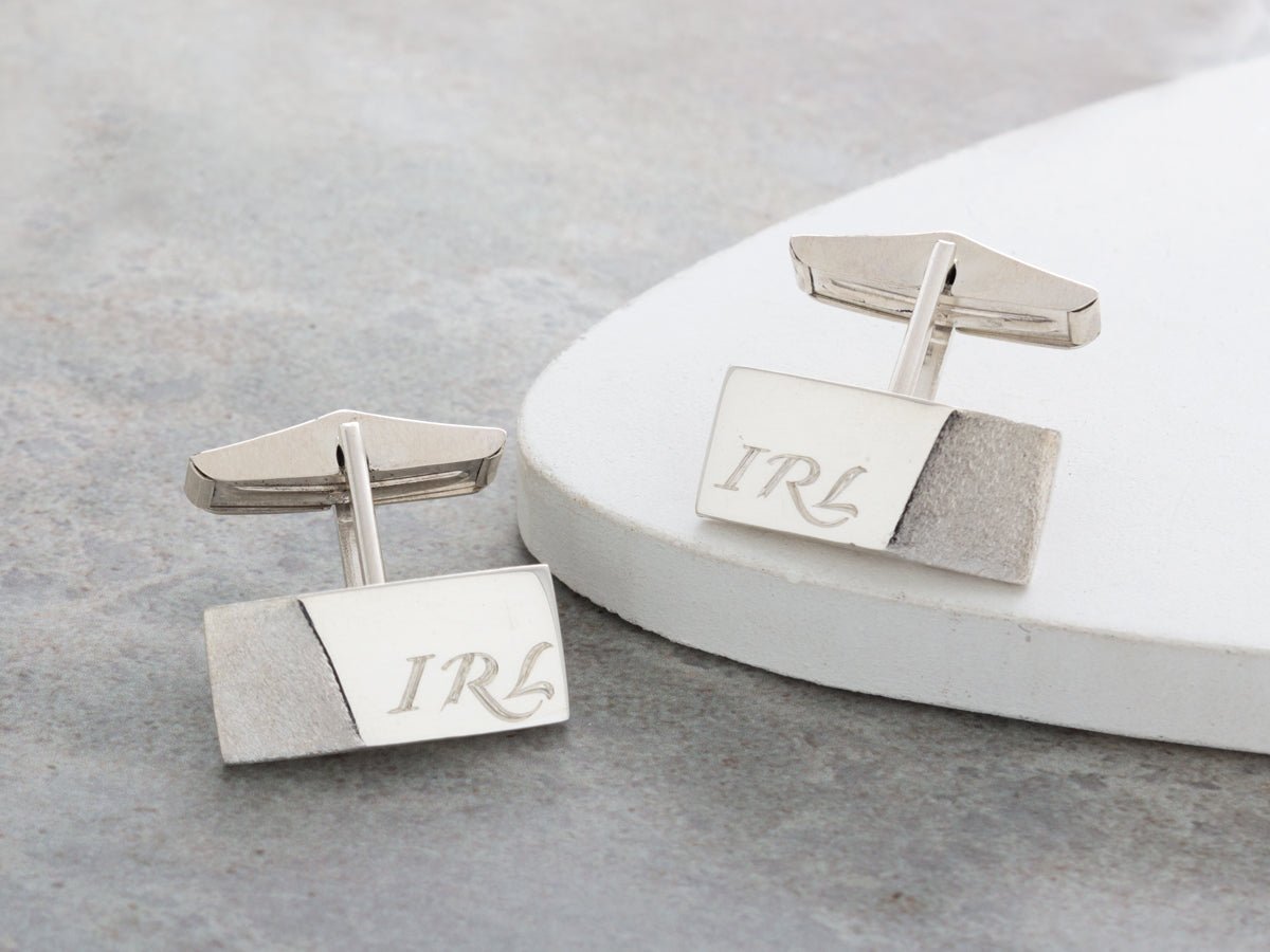 Edge Engraved Silver Cufflinks - Pamela Lauz Jewellery