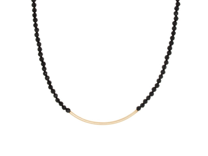 Element Black Spinel Arc Silver and Gold Necklace - Pamela Lauz Jewellery