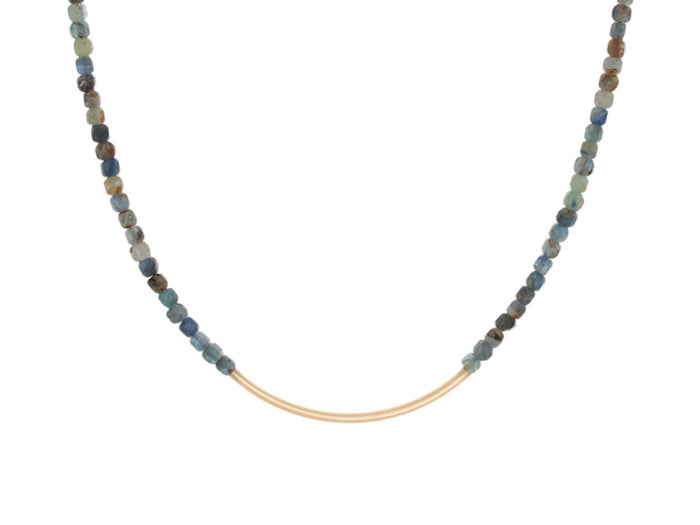 Element Kyanite Arc Silver and Gold Necklace - Pamela Lauz Jewellery
