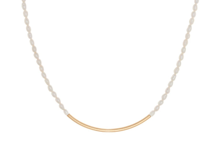 Element White Pearl Arc Silver and Gold Necklace - Pamela Lauz Jewellery