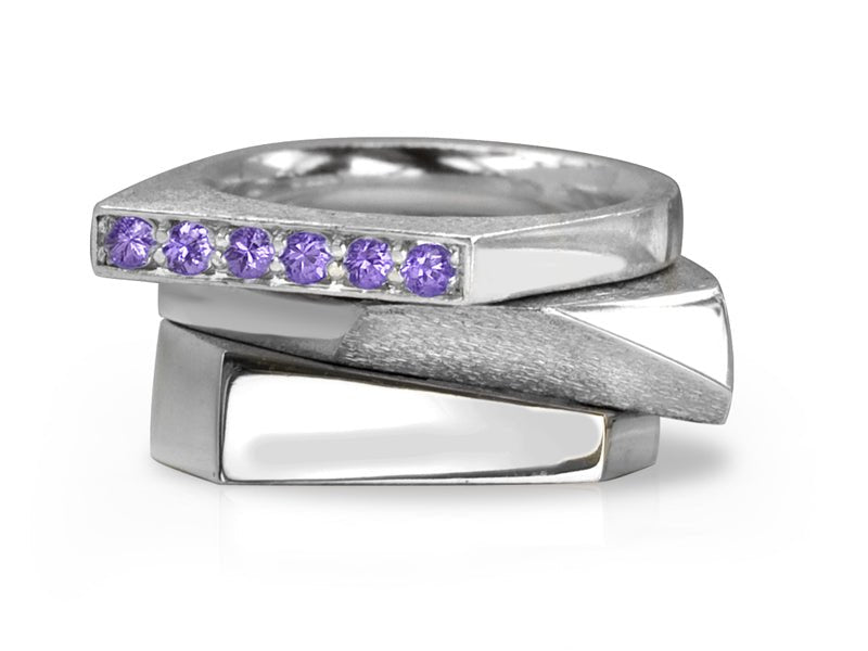 Facets & Iris Stacking Rings - Pamela Lauz Jewellery