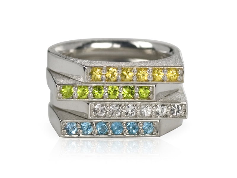 Facets & Iris Stacking Rings - Pamela Lauz Jewellery