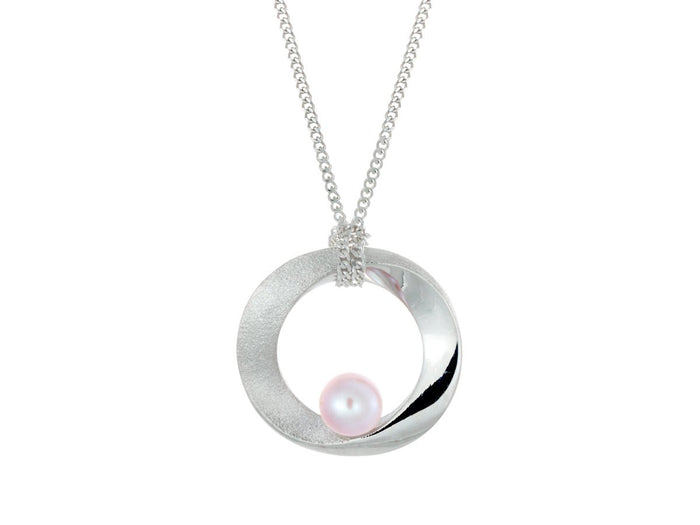 Infinity Open Circle Pink Pearl Necklace - Pamela Lauz Jewellery