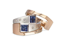 Interlocking Sapphire and Diamond Wedding Rings - Pamela Lauz Jewellery