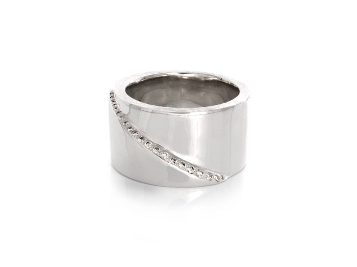 Kimono Diamond White Gold Wide Band - Pamela Lauz Jewellery