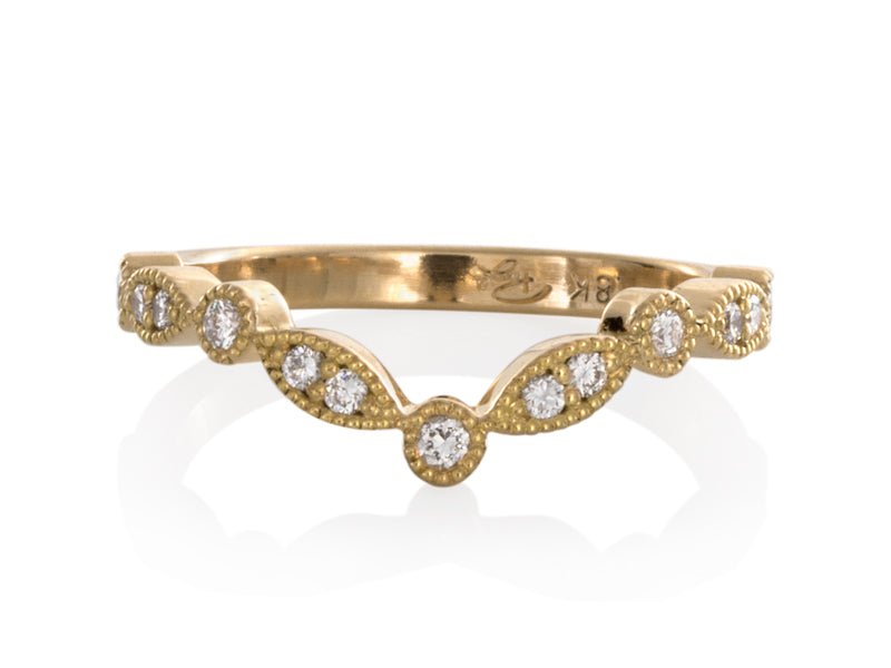 Marquise Vintage Gold and Diamond Wedding Band - Pamela Lauz Jewellery