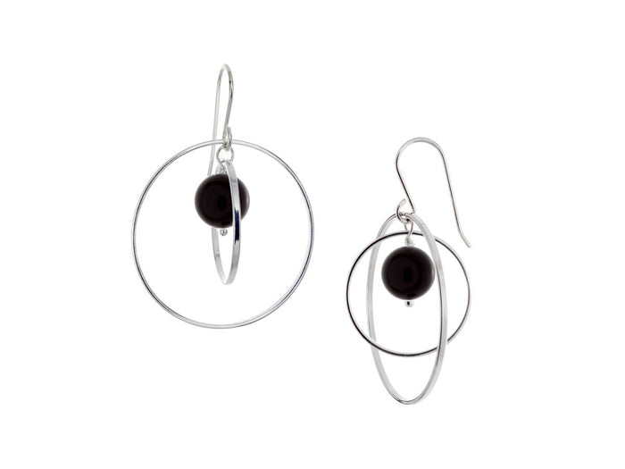 Orbit Black Onyx Loop Earrings - Pamela Lauz Jewellery