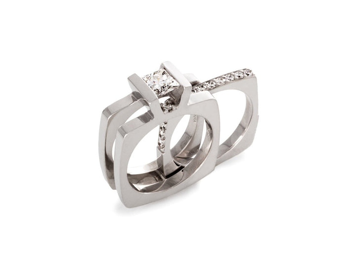 Princess-cut Diamond Nesting Wedding Rings - Pamela Lauz Jewellery