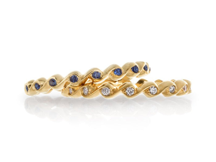 Rosebud Slim Diamond Sapphire Eternity Bands - Pamela Lauz Jewellery