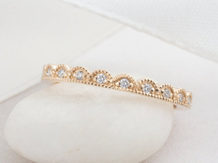 Sarah Scalloped Diamond Stacking Band - Pamela Lauz Jewellery