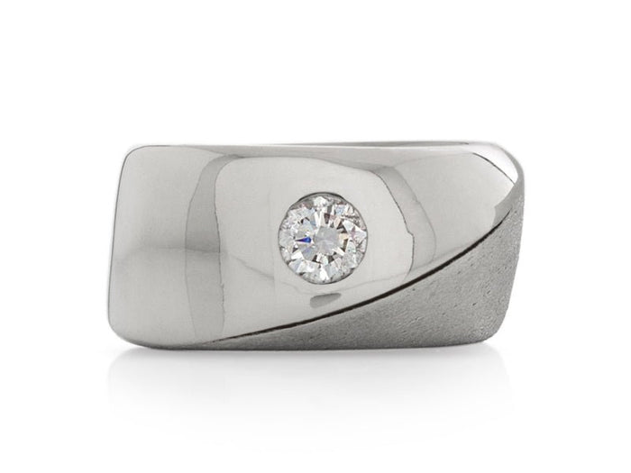 Solstice Wide Band With Diamonds - Pamela Lauz Jewellery