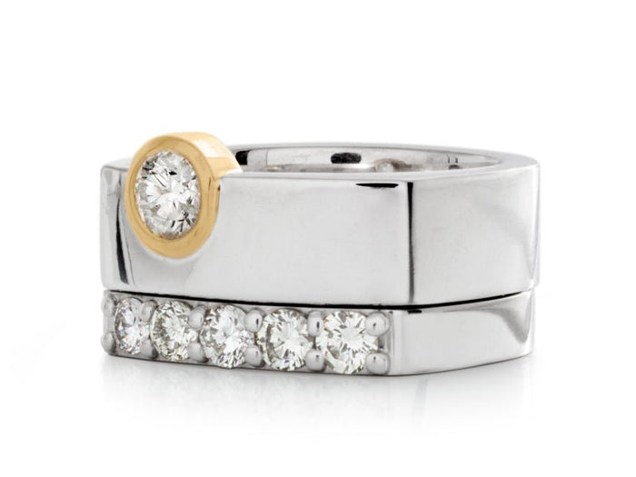 Surface Engagement Ring and Wedding Band - Pamela Lauz Jewellery