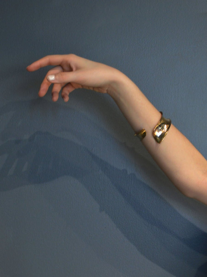 Viento Wide Asymmetrical Brass Cuff - Pamela Lauz Jewellery