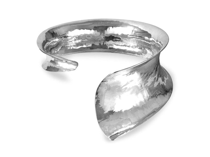 Viento Wide Asymmetrical Silver Cuff - Pamela Lauz Jewellery