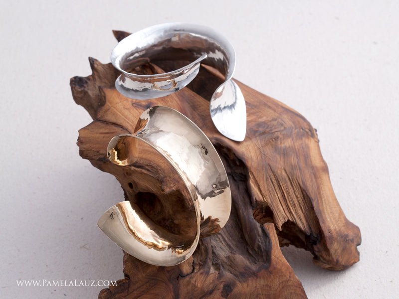 Viento Wide Asymmetrical Silver Cuff - Pamela Lauz Jewellery