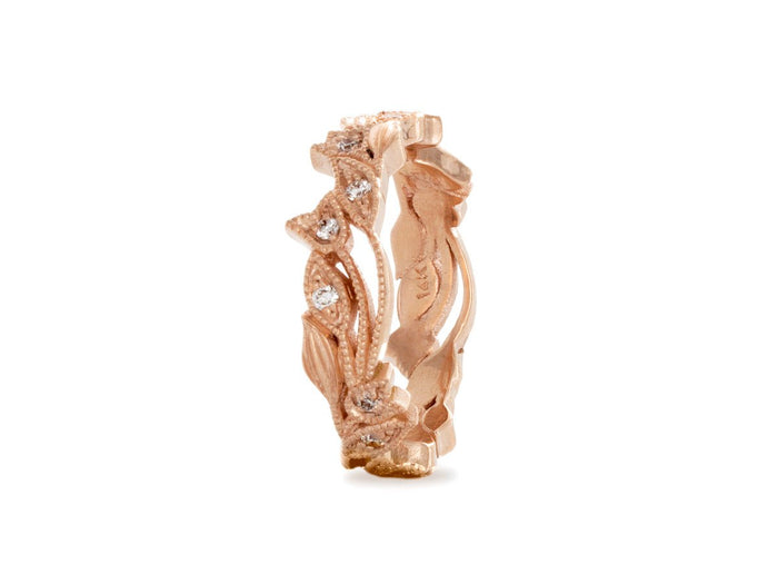 Vintage-Inspired Rose Gold And Diamond Wedding Band - Pamela Lauz Jewellery
