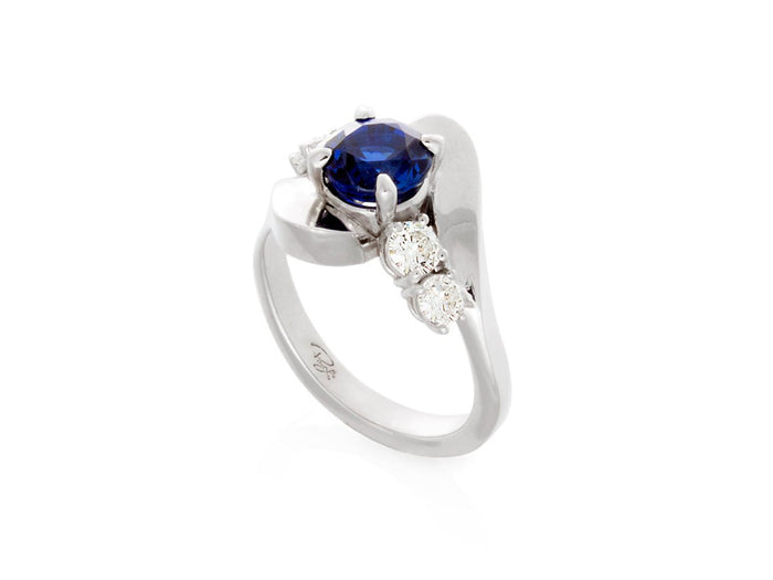 Wave Sapphire and Diamond Ring - Pamela Lauz Jewellery