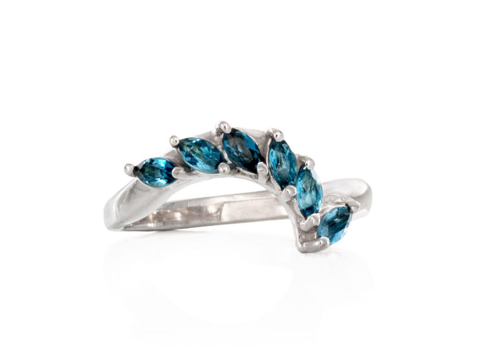 White Gold and Blue Topaz Fitted Wedding Band - Pamela Lauz Jewellery