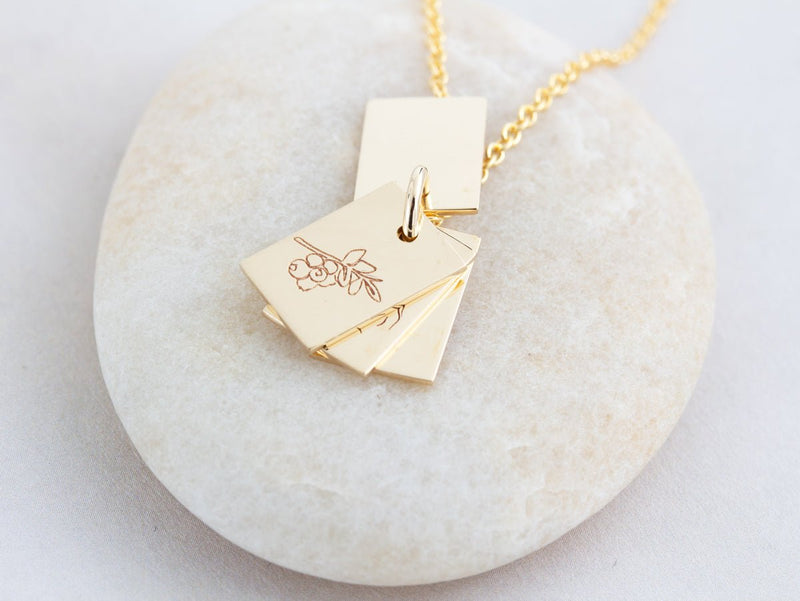 Engraved Custom Gold Book Necklace - Pamela Lauz Jewellery