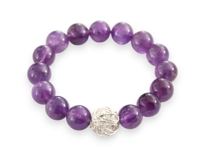 Amethyst Silver Knot Bracelet