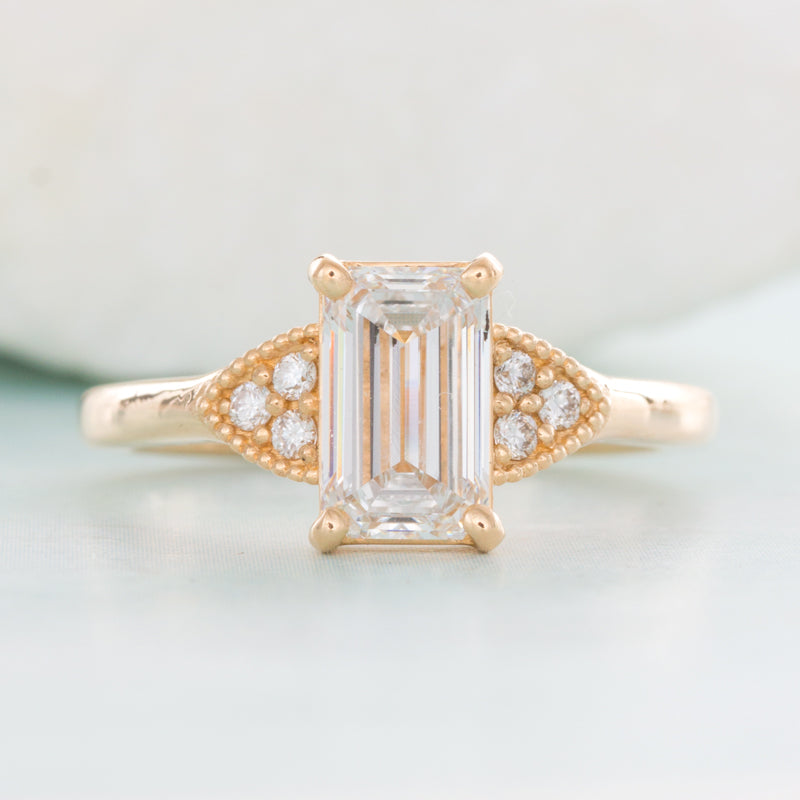Emerald Cut Diamond Vintage Engagement Ring | Pamela Lauz Jewellery