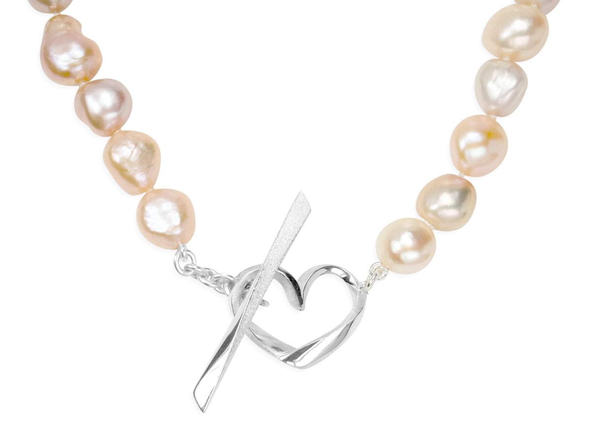 Hearts Pink Baroque Pearl Necklace - Pamela Lauz Jewellery