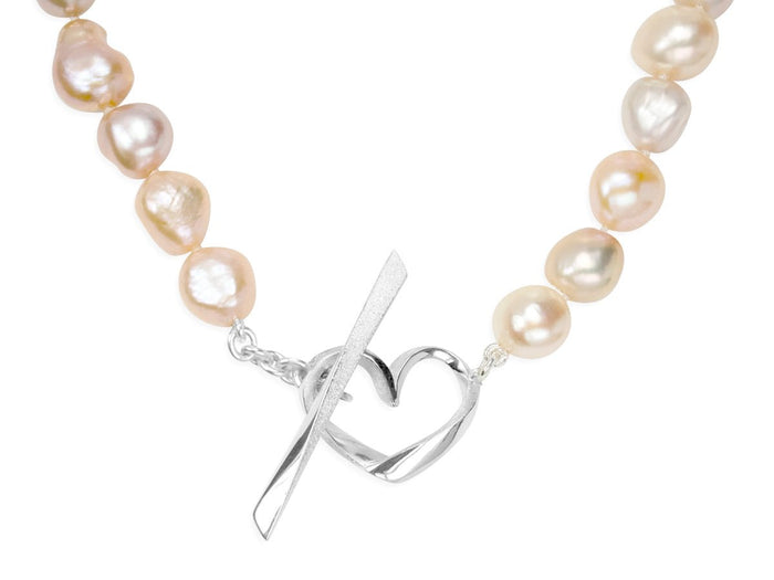 Hearts Pink Baroque Pearl Necklace - Pamela Lauz Jewellery