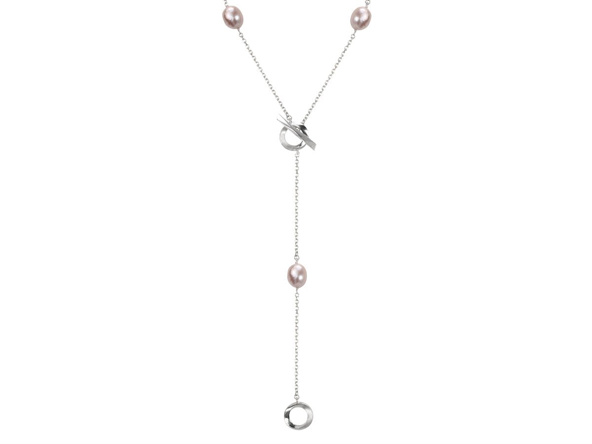 Infinity White or Pink Pearl Convertible Station Necklace - Pamela Lauz Jewellery