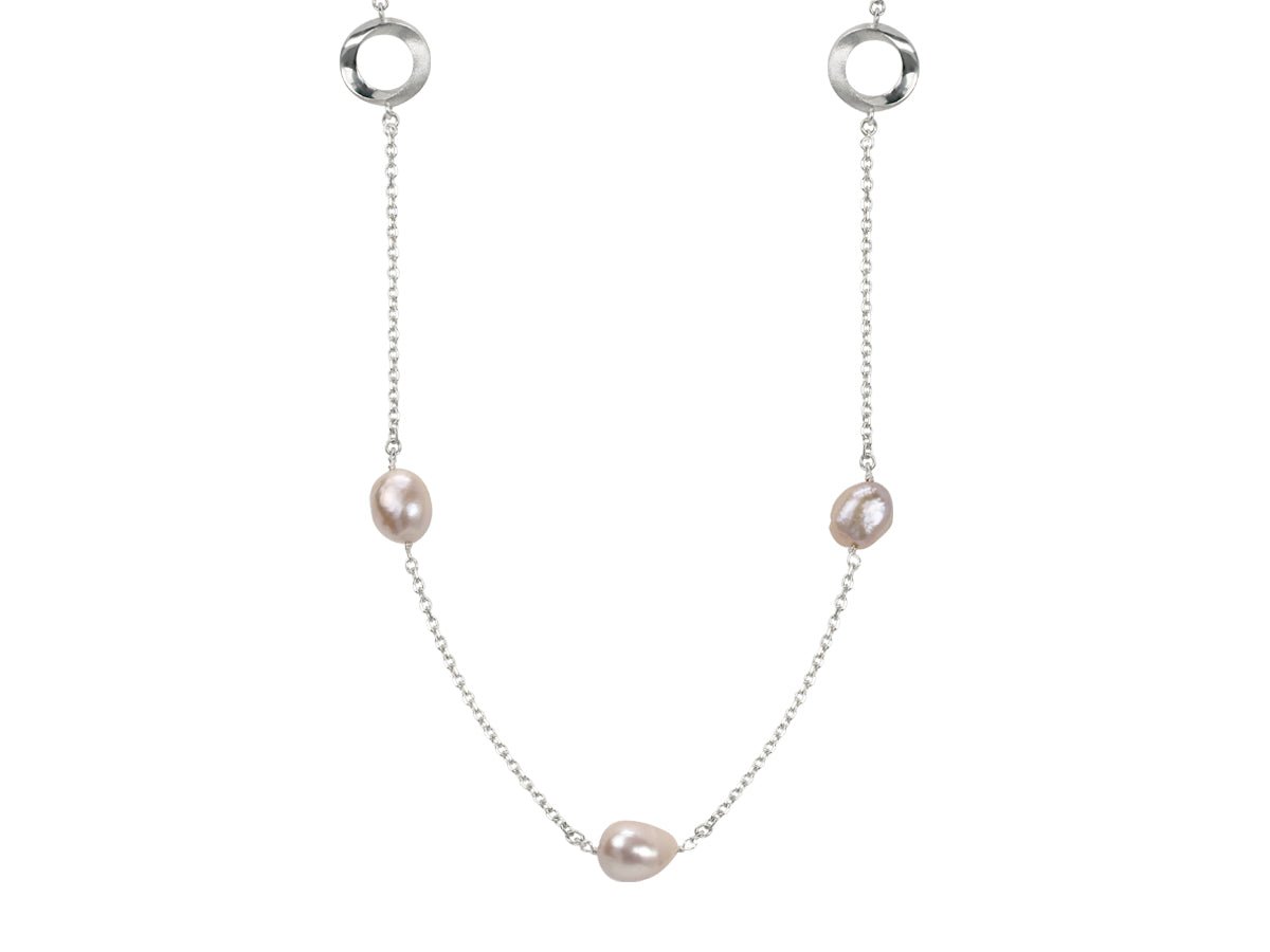 Infinity White or Pink Pearl Convertible Station Necklace - Pamela Lauz Jewellery