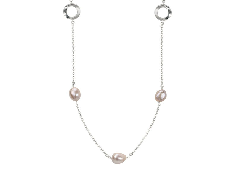 Infinity White or Pink Pearl Convertible Station Necklace - Pamela Lauz Jewellery