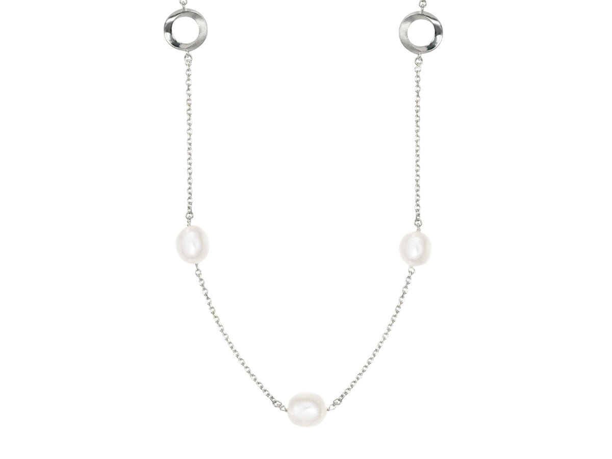 Infinity White or Pink Pearl Convertible Station Necklace - Pamela Lauz Jewellery