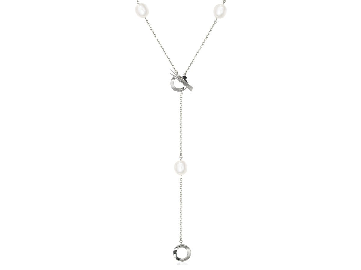 Infinity White or Pink Pearl Convertible Station Necklace - Pamela Lauz Jewellery