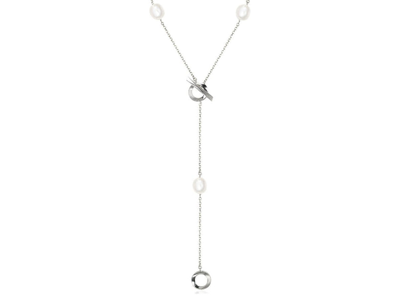 Infinity White or Pink Pearl Convertible Station Necklace - Pamela Lauz Jewellery