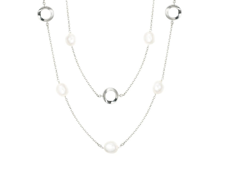 Infinity White or Pink Pearl Convertible Station Necklace - Pamela Lauz Jewellery