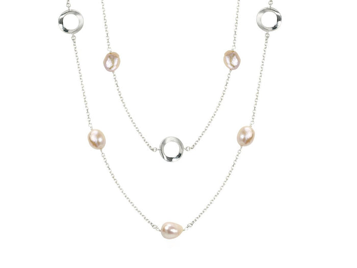 Infinity White or Pink Pearl Convertible Station Necklace - Pamela Lauz Jewellery