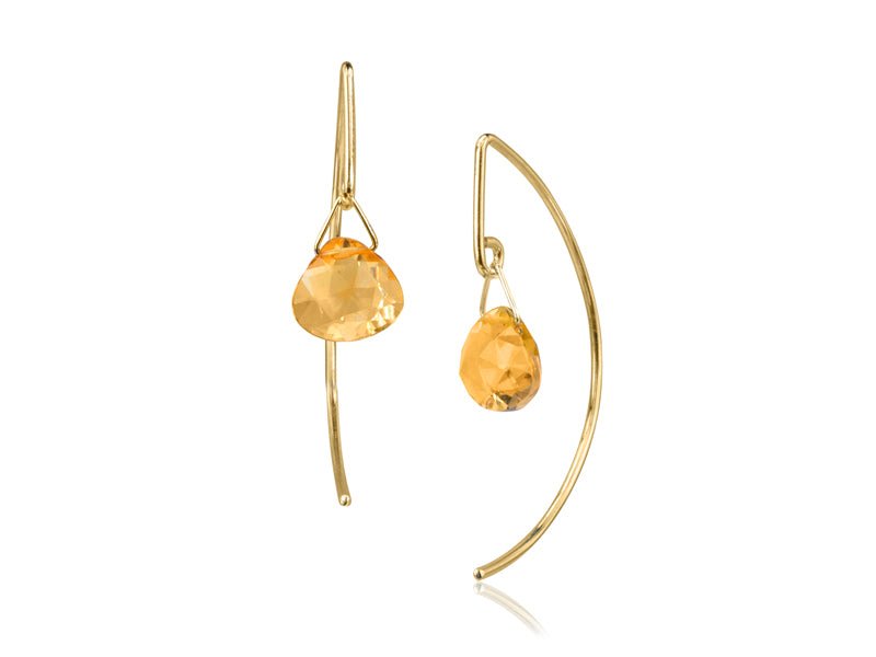 Lantern Citrine Arc Dangle Earrings - Pamela Lauz Jewellery