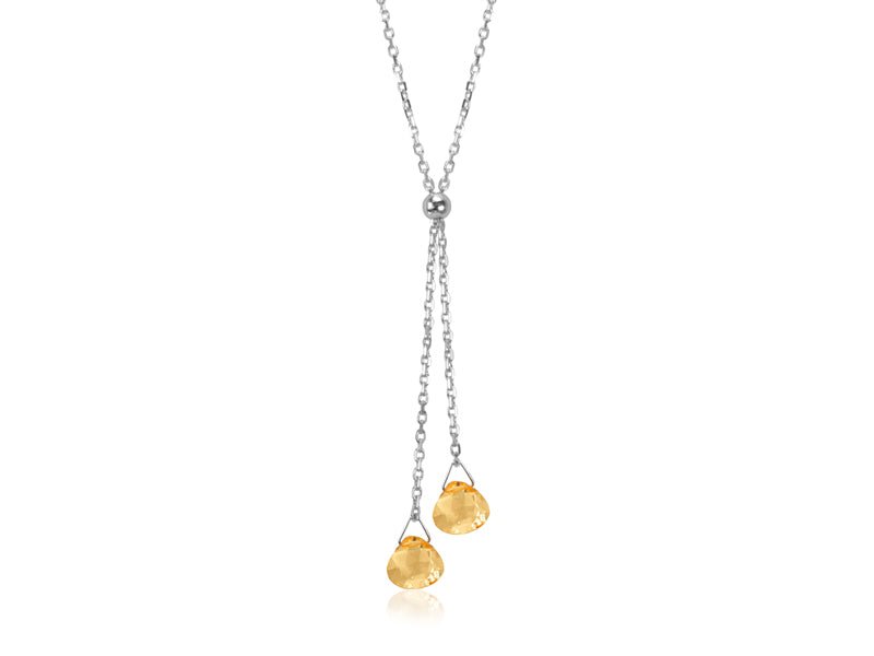 Lantern Citrine Dainty Lariat Necklace - Pamela Lauz Jewellery